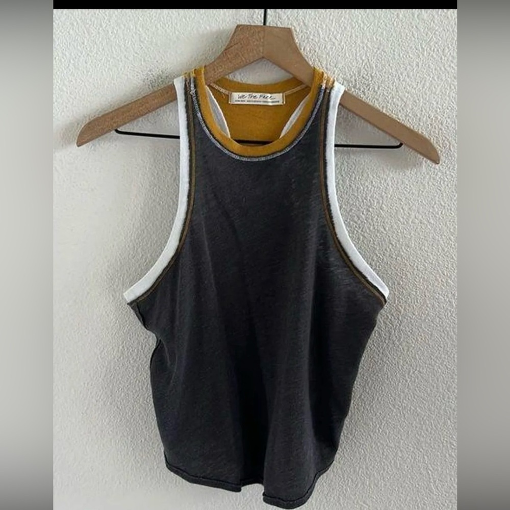 Free People Racerback fitted colorblock tank shirt XS